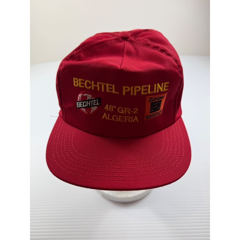 Vintage Bechtel Pipeline Algeria 48" GR-2 Red Snapback Hat Made in USA Graffiti